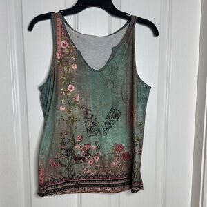 SHEIN Floral Tank Top - Green and Pink